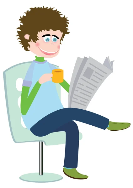 The guy with the newspaper — Stock Vector