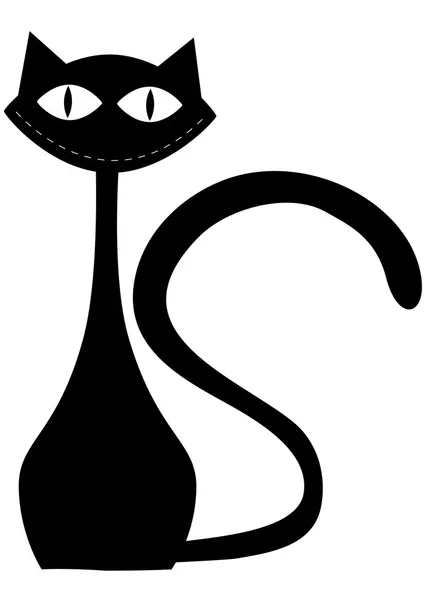Silhouette der schwarzen Katze — Stockvektor