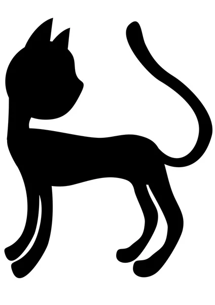 Siluet siyah yavru kedi — Stok Vektör