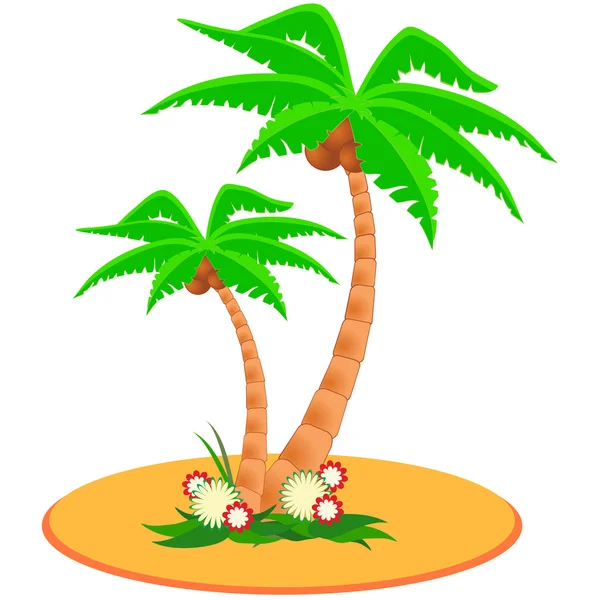 Deux palmiers sur l'île — Image vectorielle