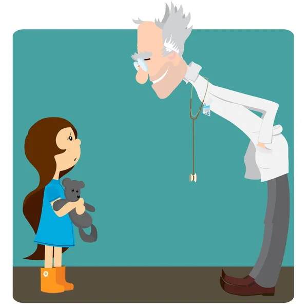 Маленька дівчинка на прийомі у лікаря — стоковий вектор