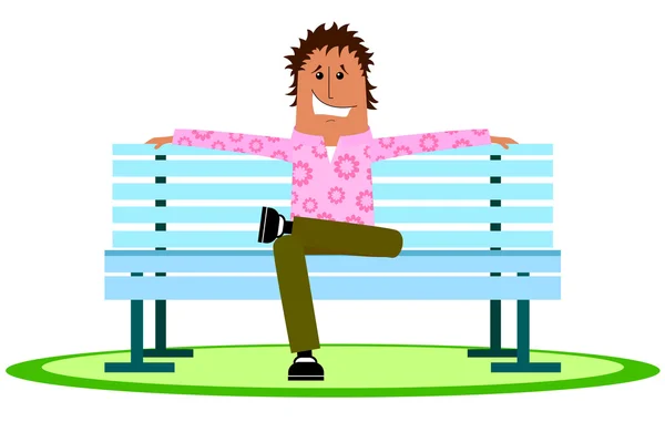 Giovane seduto su una panchina — Vettoriale Stock