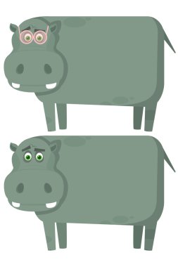 Set of hippopotamuses. A vector illustration clipart