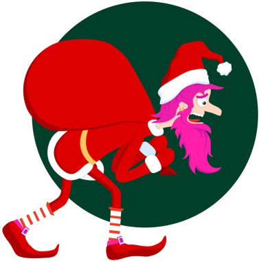 pembe Noel Baba. bir vektör çizim