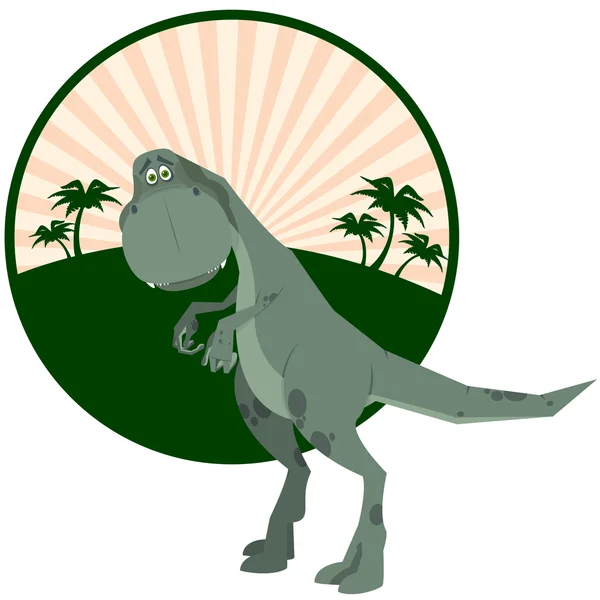 Dinosaur against palm trees. A vector illustration — Stock Vector