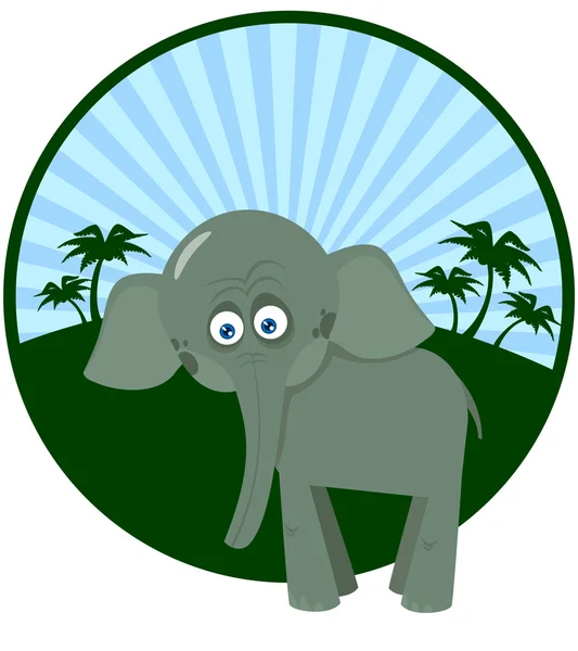 针对棕榈树的大象。矢量插画 — 图库矢量图片