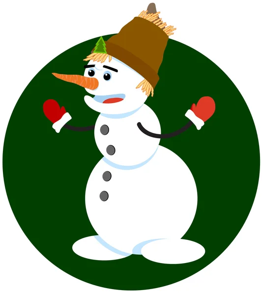 De amusant sneeuwpop. een vectorillustratie — Stockvector