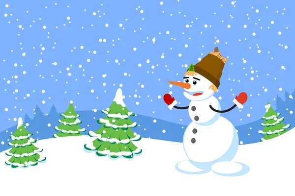 The snowman. A vector illustration — Stock Vector