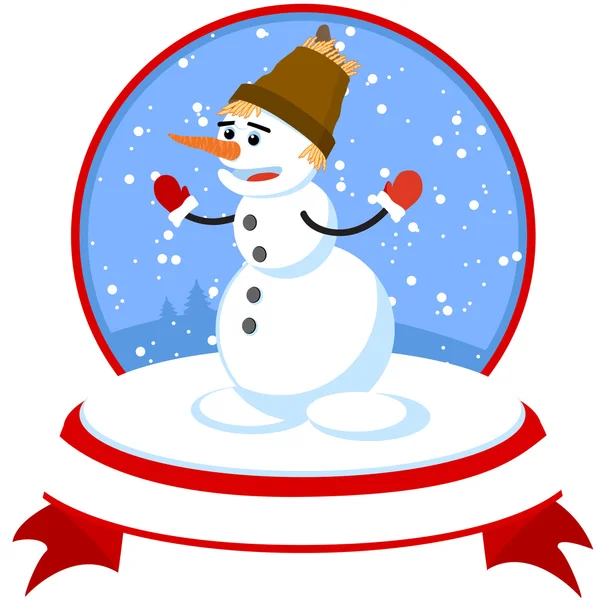 O boneco de neve do Ano Novo. Uma ilustração vetorial — Vetor de Stock