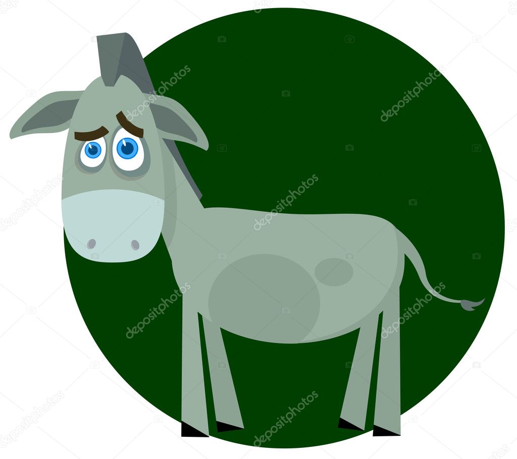 Sad donkey. A vector illustration
