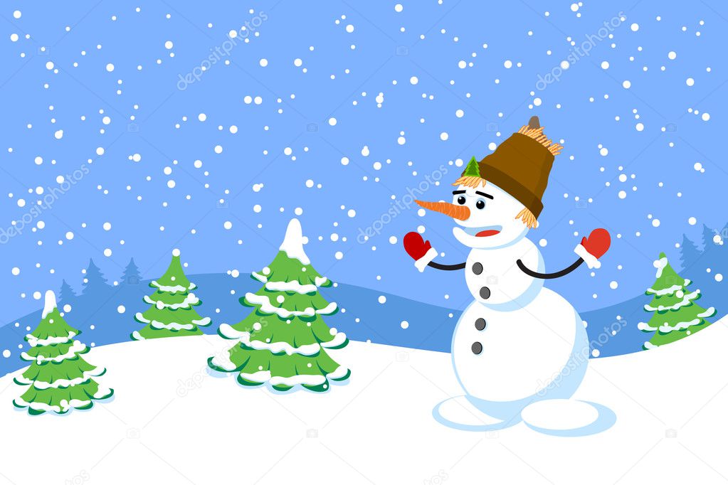 The snowman. A vector illustration