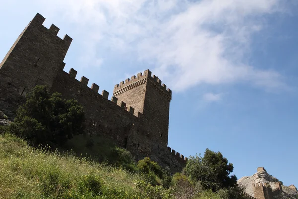 Руины Генуэзской крепости в Судаке, Крым Стоковое Изображение