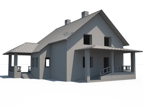 3D domu na biało — Zdjęcie stockowe