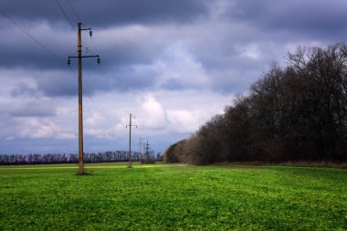 groene fild met regenwolken