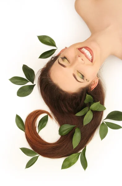 Hair and leaves — Stock Photo, Image