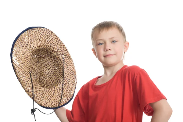 Chlapec a klobouk — Stock fotografie