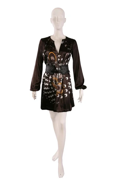 Brown silk dress — Stock Photo, Image