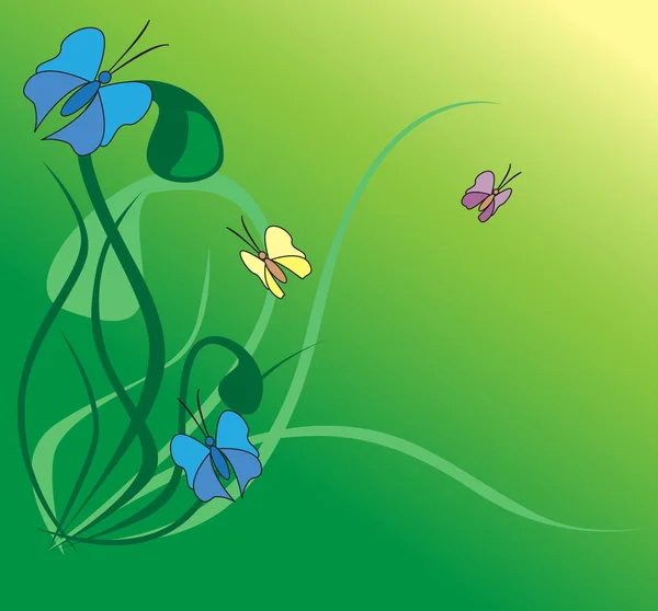Ilustración vectorial con mariposas — Vector de stock