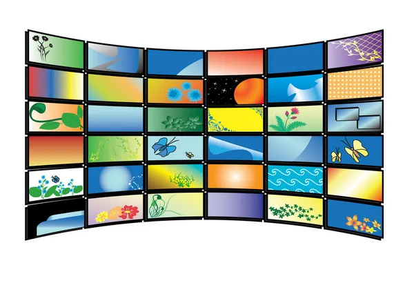 矢量彩色电视监视器 — 图库矢量图片