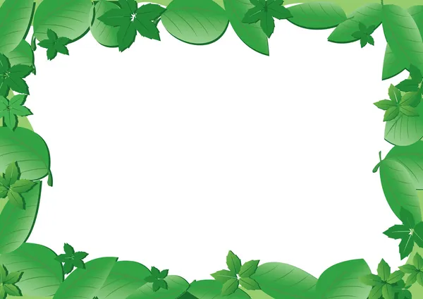 矢量帧与绿色的树叶 — 图库矢量图片
