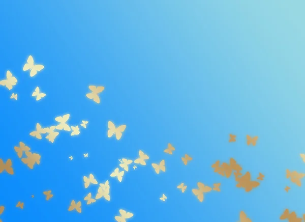 Fundo azul com borboletas — Fotografia de Stock