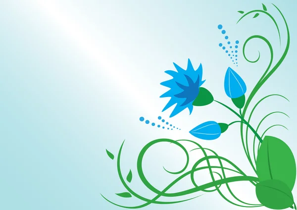 Ilustración vectorial con flor azul — Vector de stock