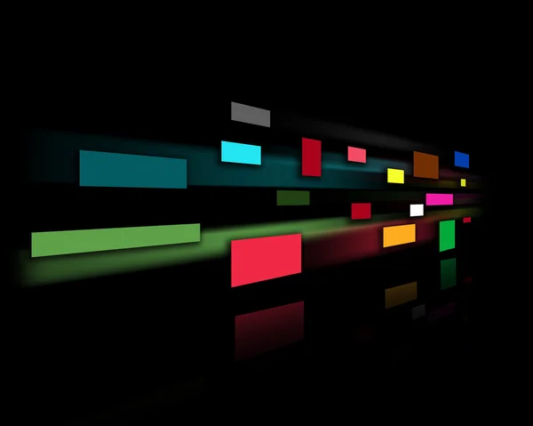 Black wall with colored rectangles — Stock Photo, Image