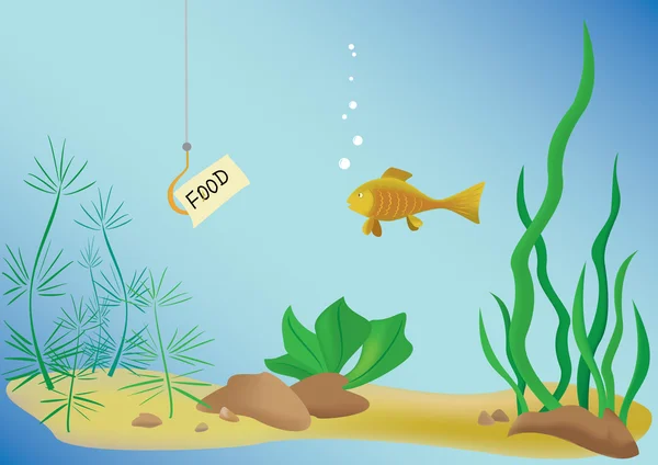 Illustration vectorielle avec poissons et mer — Image vectorielle