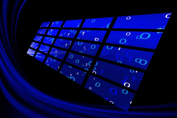 Abstract blue monitors on black — Stock Photo, Image