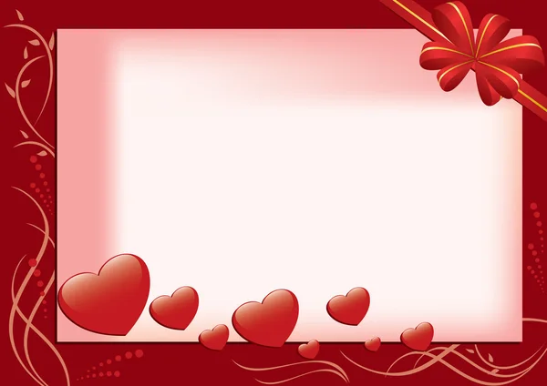 Διανυσματικά κόκκινη κάρτα με καρδιές και χλωρίδα — Διανυσματικό Αρχείο