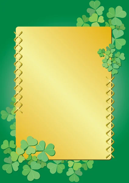 Cadre vectoriel doré et vert avec flore — Image vectorielle