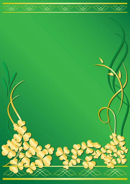 Vetor elegante quadro verde com flora —  Vetores de Stock
