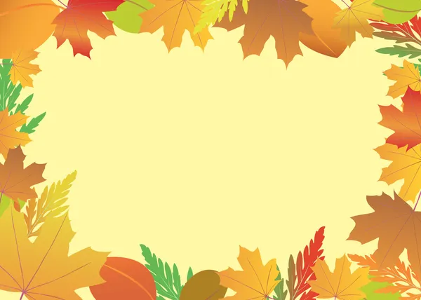 Vector frame with red and yellow leaves — Stock Vector