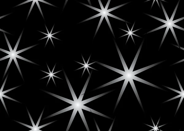 Vector black seamless texture with stars — Stock Vector