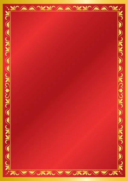 Cartão vermelho e dourado com ornamento — Vetor de Stock