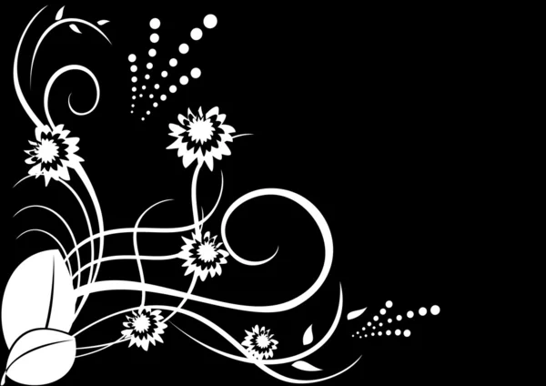 Flore blanche sur fond noir — Image vectorielle