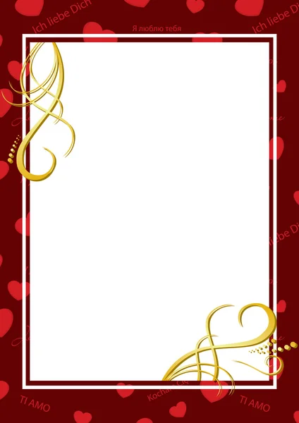 Vector dark red card with hearts — Stock Vector