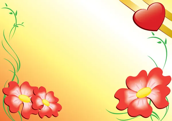 Vector romantische kaart met bloemen — Stockvector