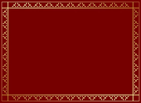 Темно-красная векторная рамка с золотым декором — стоковый вектор