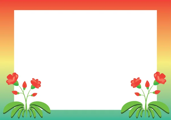 Színes vektor keret vörös virágokkal — Stock Vector
