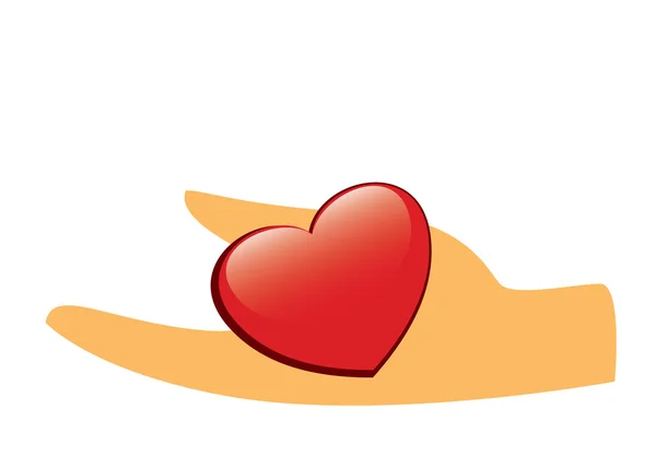 Vektor illustration - hand med rött hjärta — Stock vektor