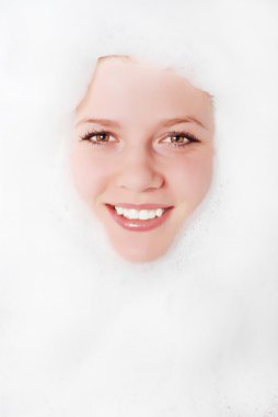 Woman and white foam clipart