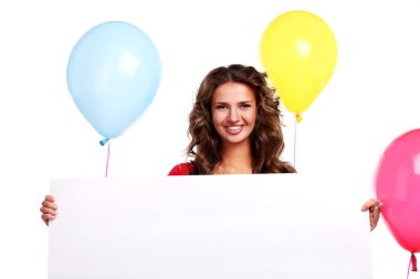 Woman with balloons clipart