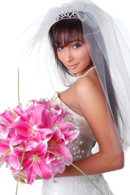 Bride with bouquet clipart