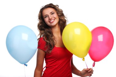 Woman and balloons clipart