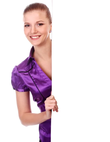 Woman with placard — Stock Photo, Image