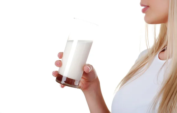 Žena s sklenici mléka — Stock fotografie