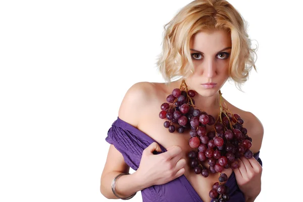 Mujer con uva — Foto de Stock