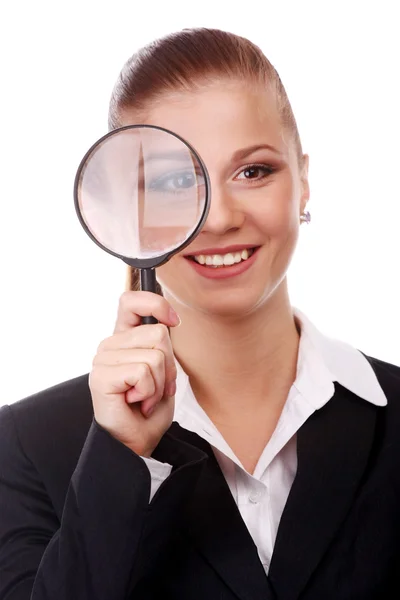 stock image Businesswoman with magnifying glass