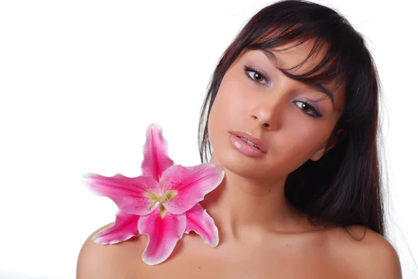 Woman with lily — Stock Photo, Image